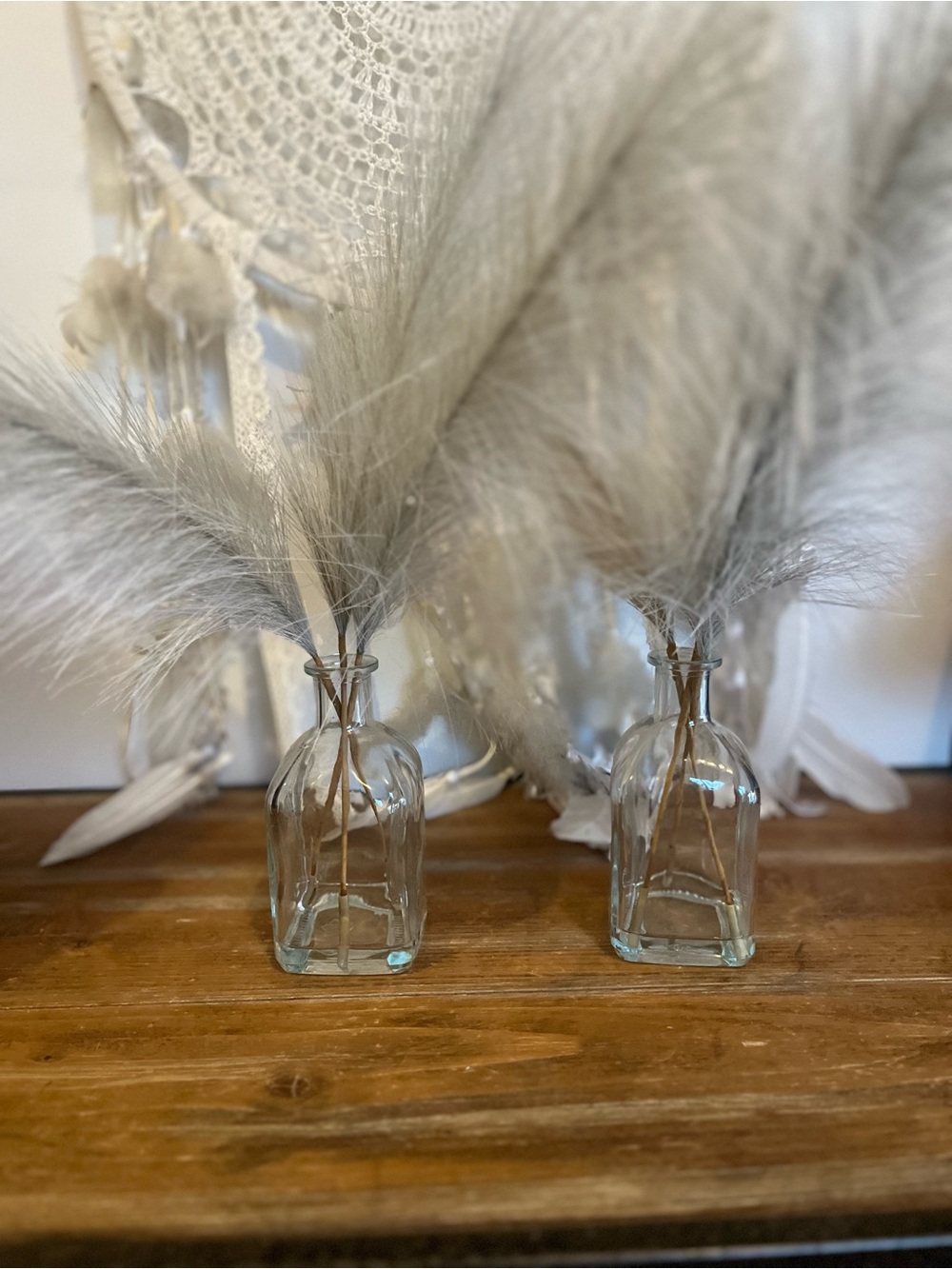 Neutral Pampas Grass in Clear Glass Vase - Home Accents